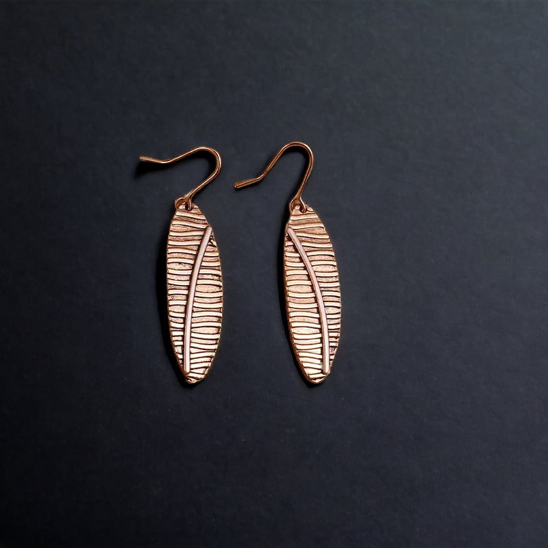 Boho Leaf Copper Dangle Earrings