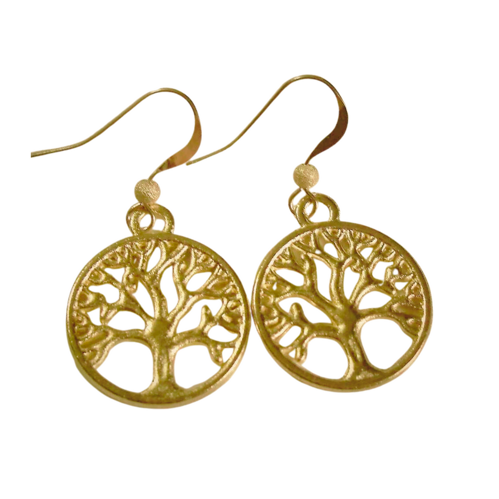 Tree of Life dangle earrings, gold