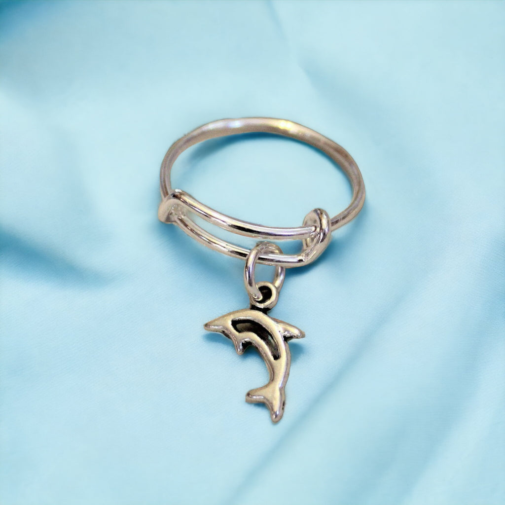 Tiny Dolphin Expandable Charm Ring,Gift for her