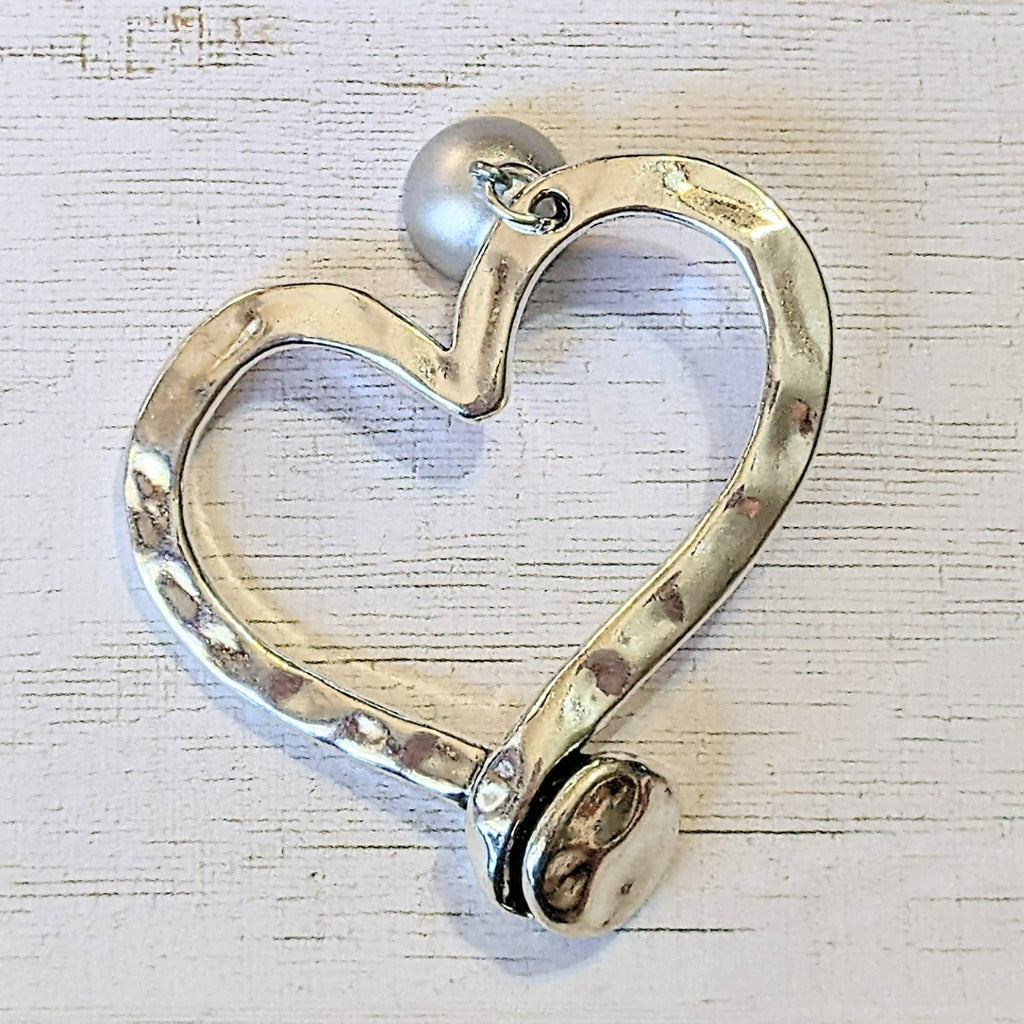 Matte Silver Hammered Heart Nail Pendant