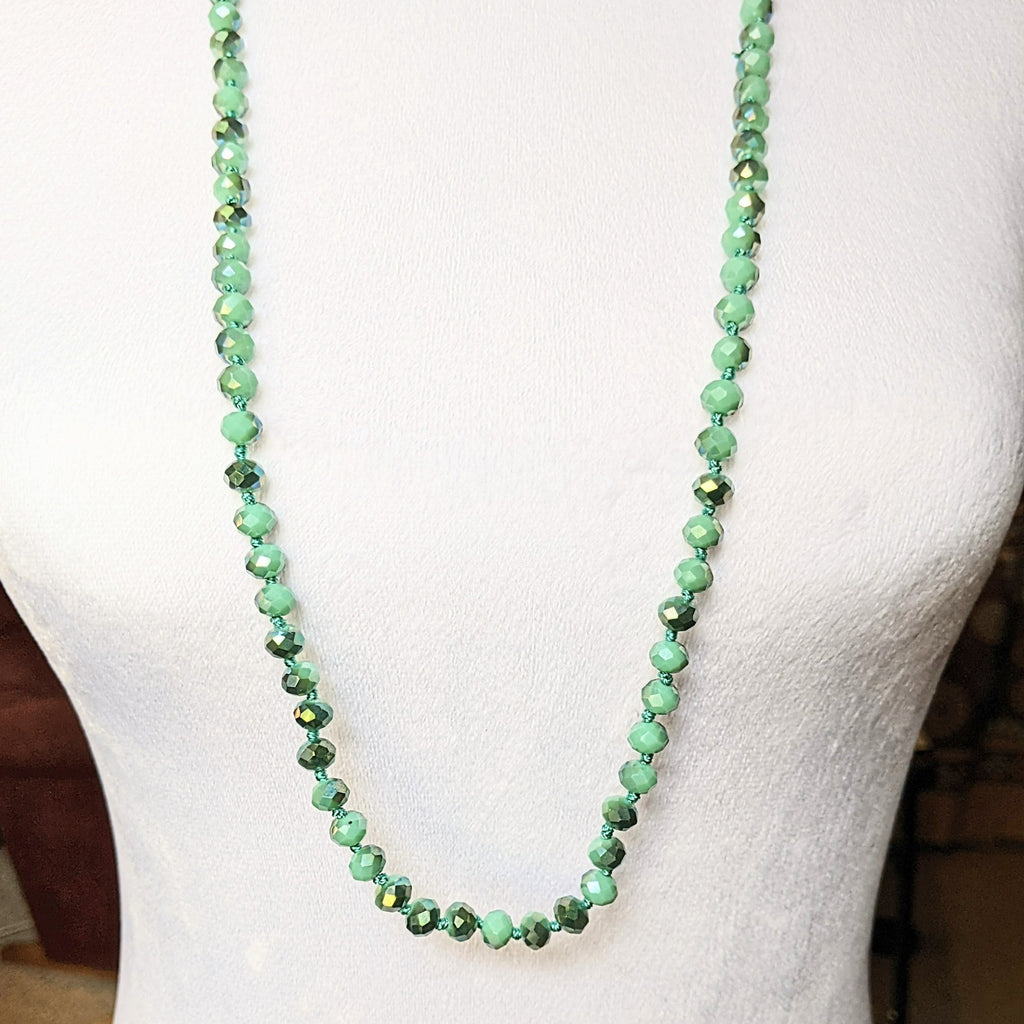 Turquoise AB Crystal Knotted Necklace -36 inch