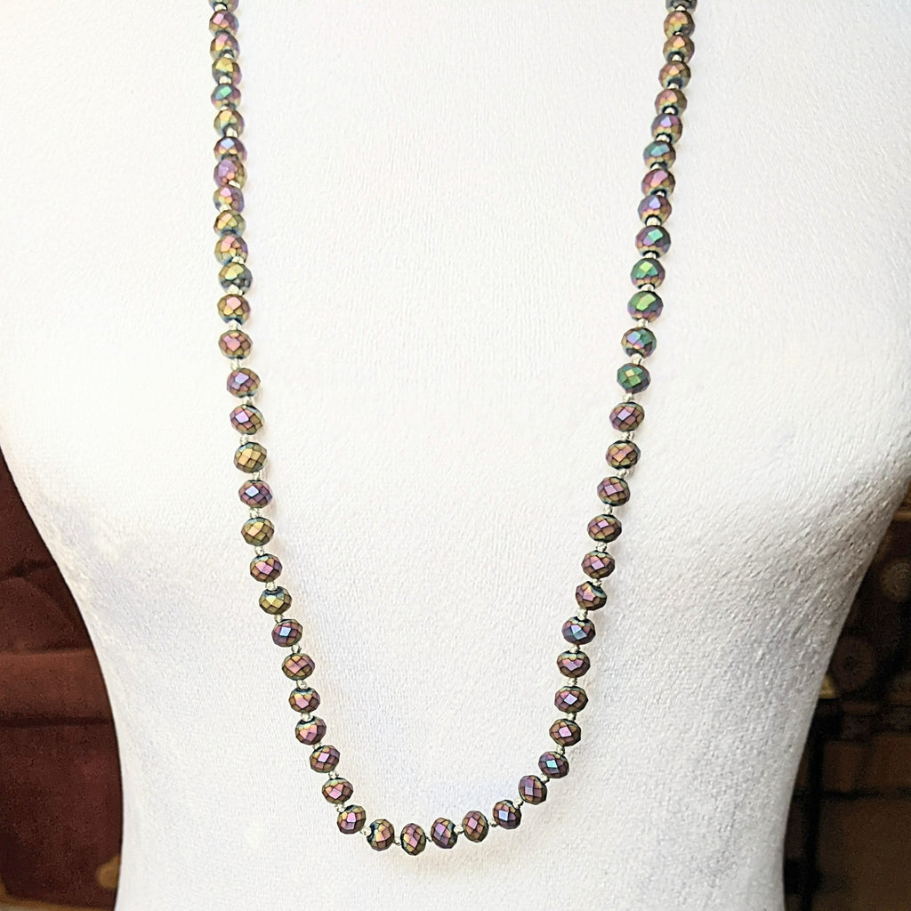 Pretty Peacock Crystal Knotted Necklace -36 inch