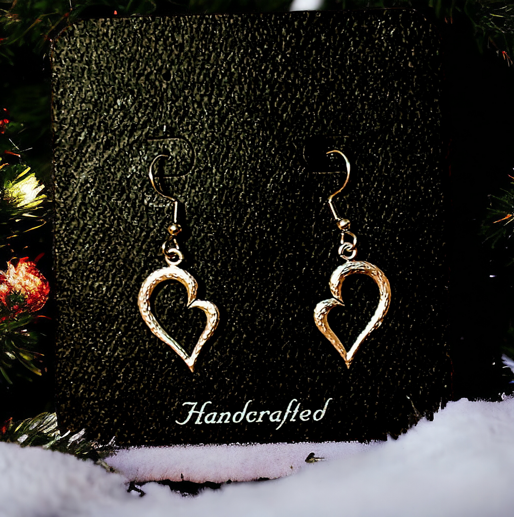 Silver Art Deco Heart dangle earrings