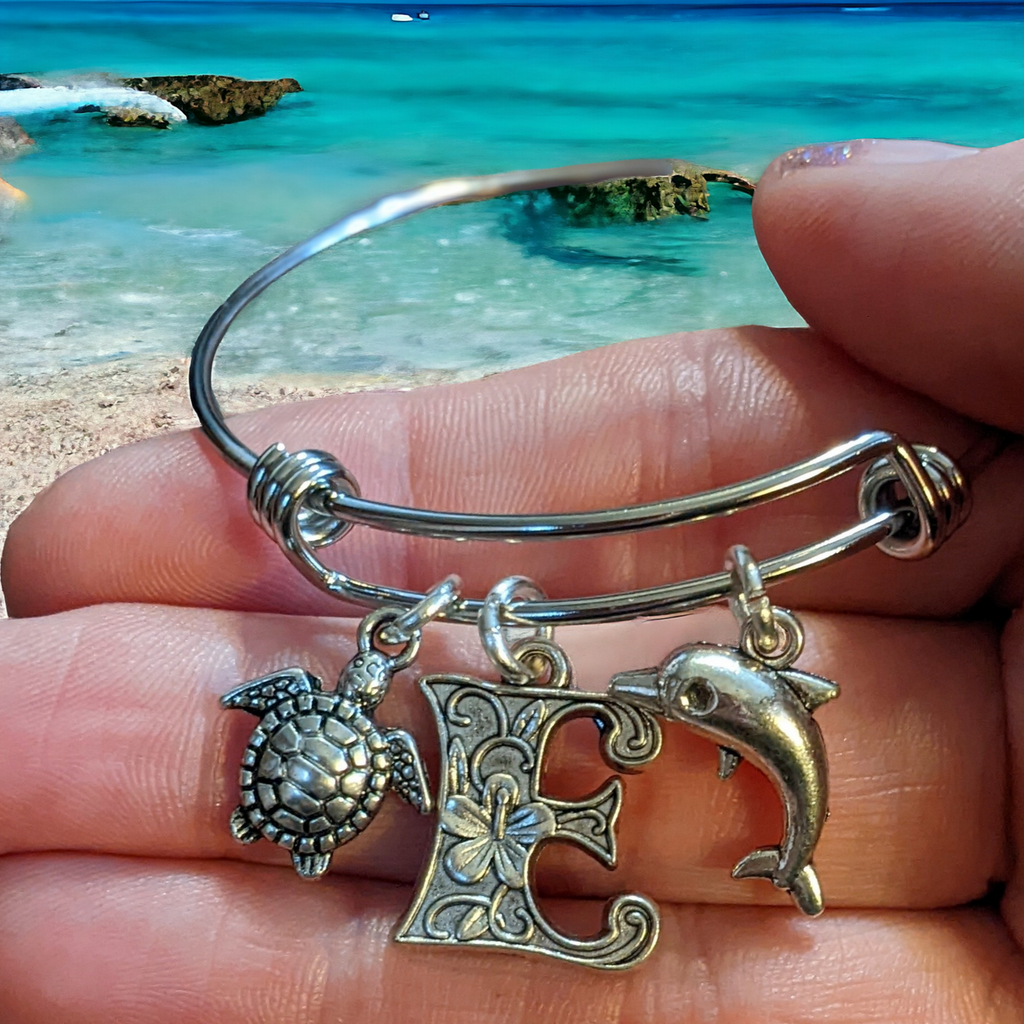 Beach - Dolphin, Sea Turtle, Sea Shell Child's Bangle bracelet