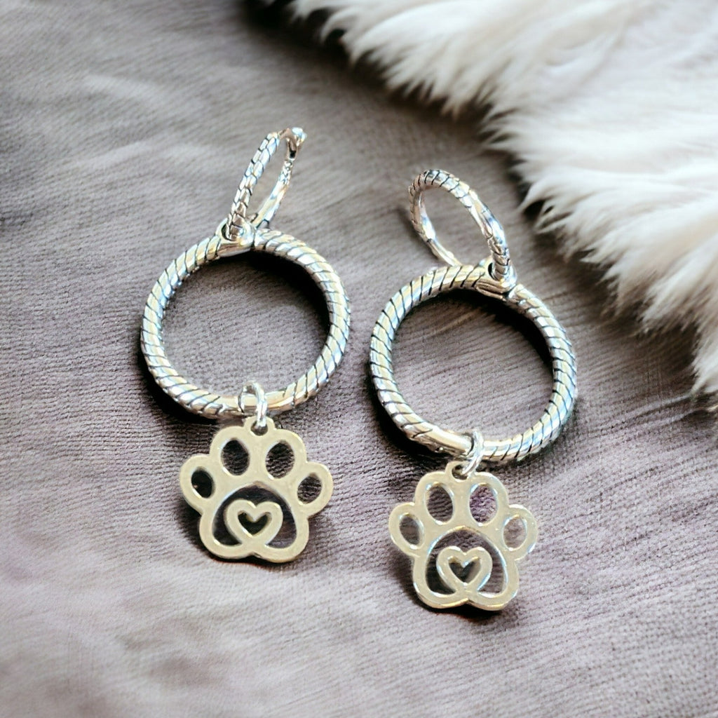 Dog/Cat Paw Sterling Double hoop earrings, 3 in 1 Hoops