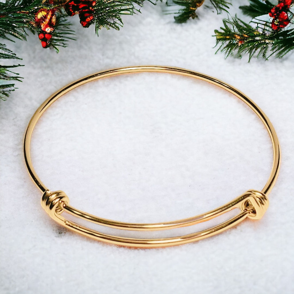 Gold Plated Stainless Steel Adjustable Bangle - D.I.Y. - BUILD YOUR CHARM BRACELET!