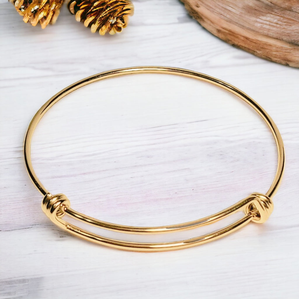 Gold Plated Stainless Steel Adjustable Bangle - D.I.Y. - BUILD YOUR CHARM BRACELET!