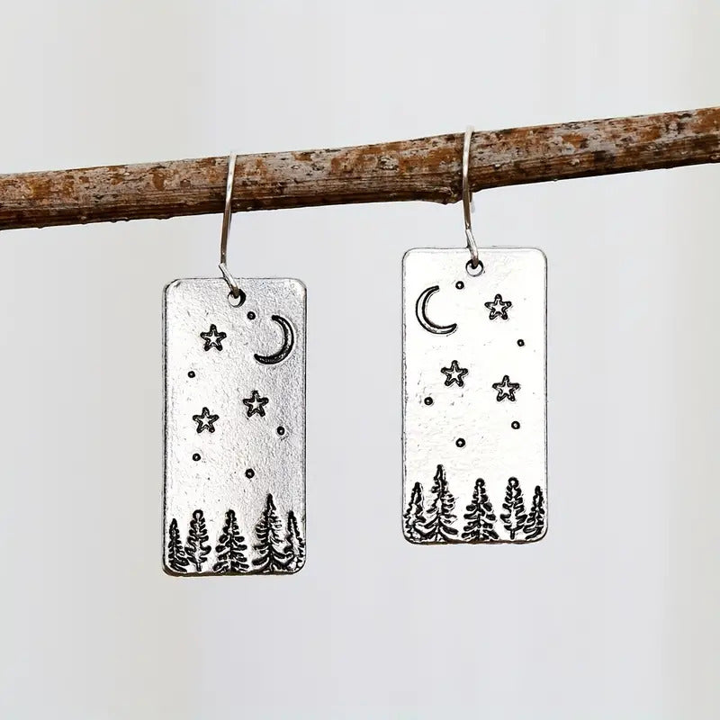 Starry Night in the Pines Dangle Earrings