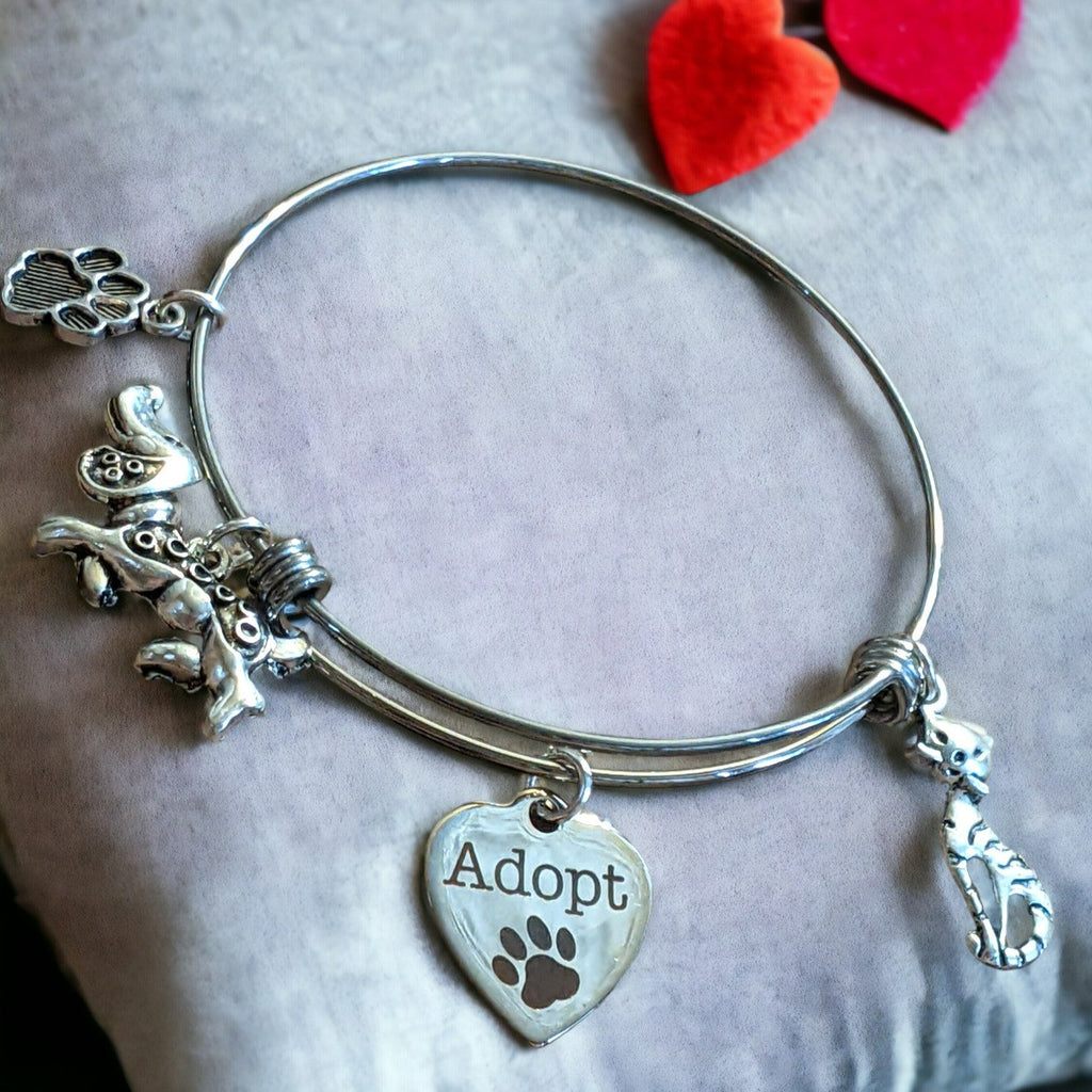 ADOPT Adjustable Bangle Dog/Cat Lover Bracelet