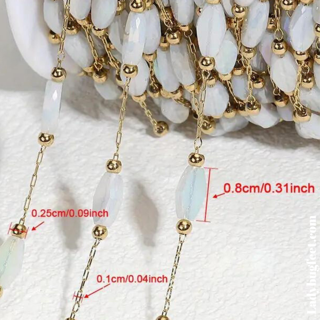Gold Rutilated Quartz Gemstone Drop Crystal Bead Necklace, 20 inch