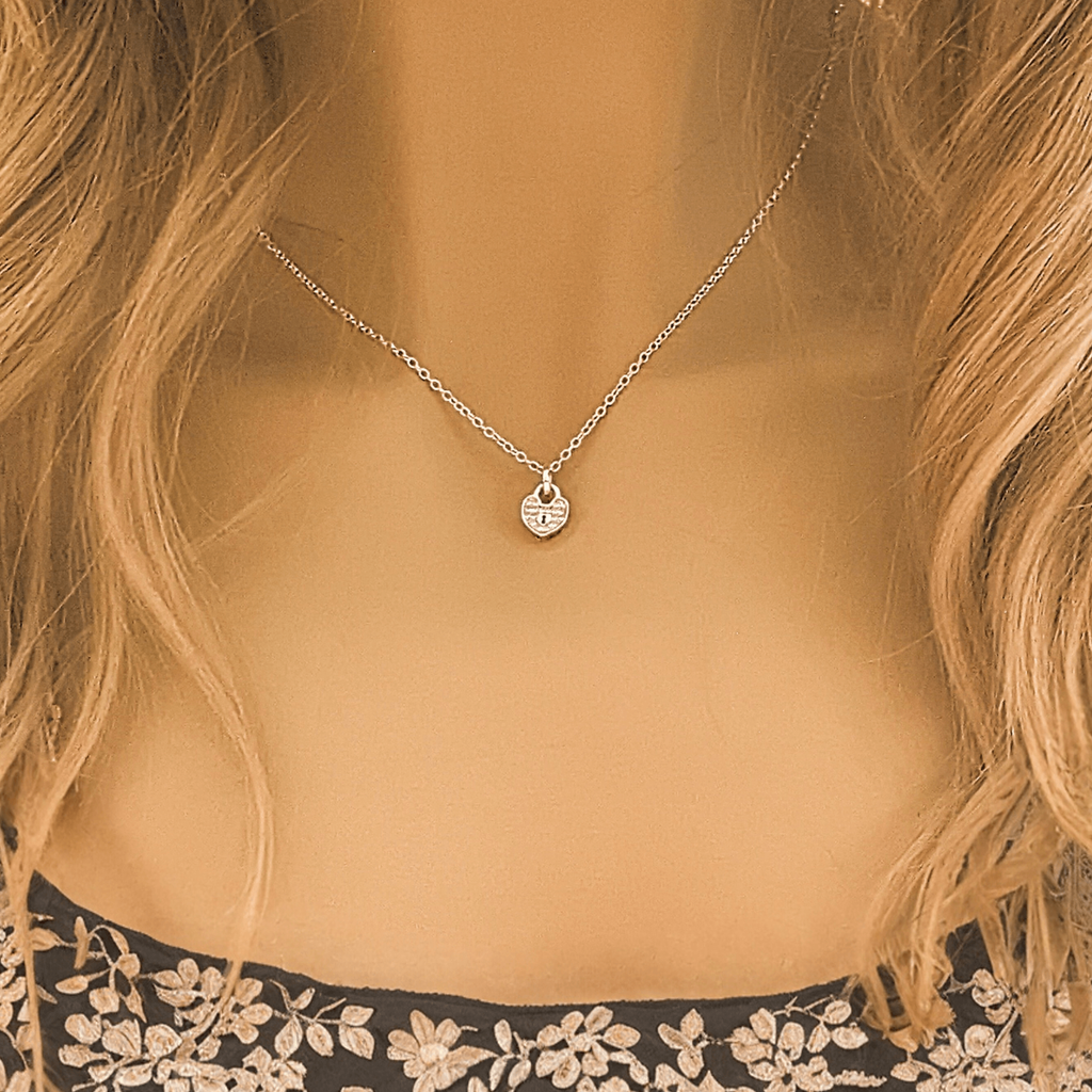 CZ Heart Charm Necklace - 18 inch