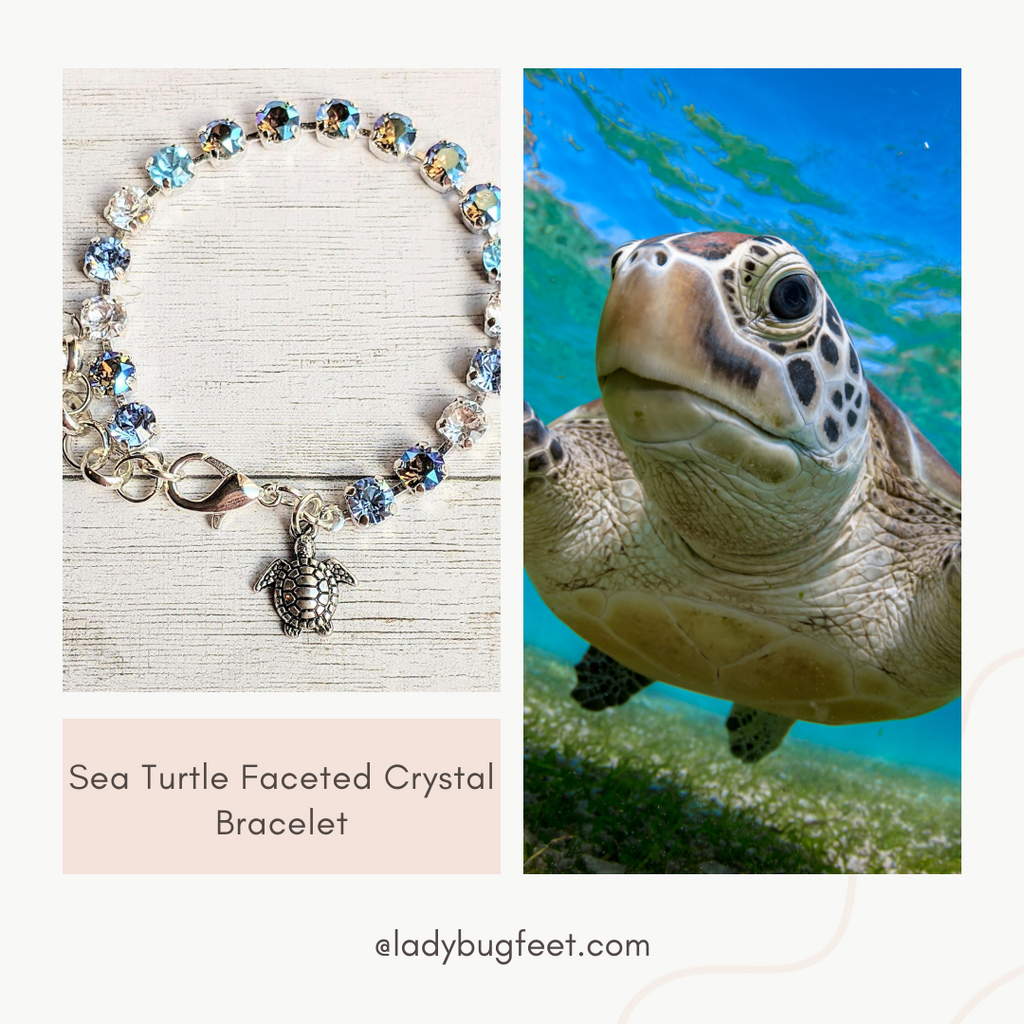 Sea Turtle Faceted Crystal Bracelet