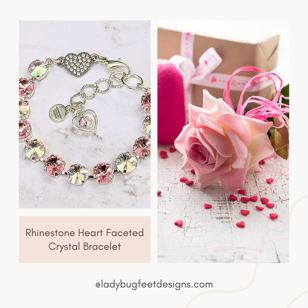 Rhinestone Heart Faceted Crystal Bracelet