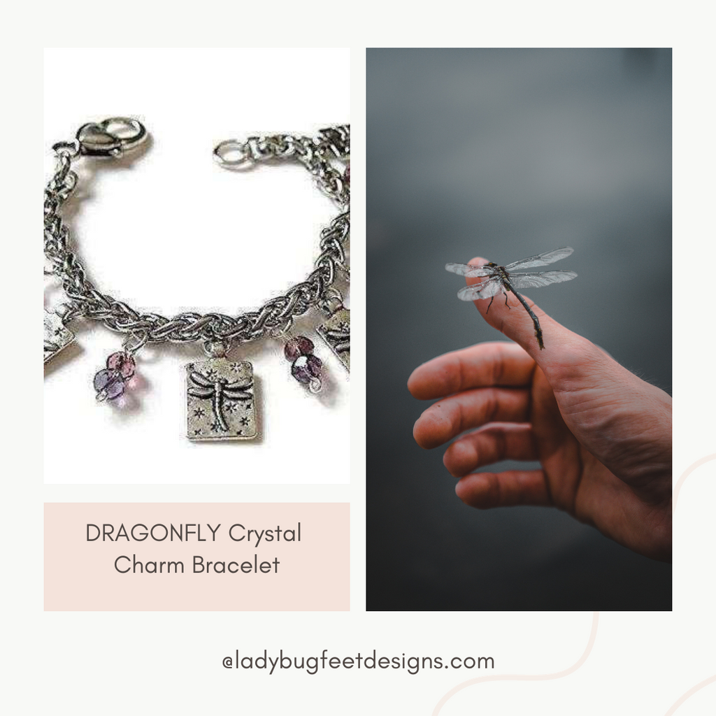 DRAGONFLY Crystal Charm Bracelet
