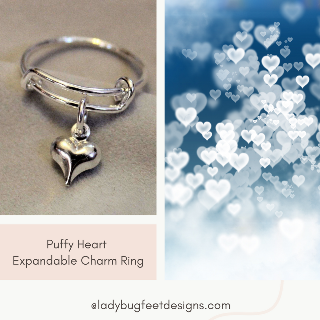 Puffy Heart Expandable Charm Ring