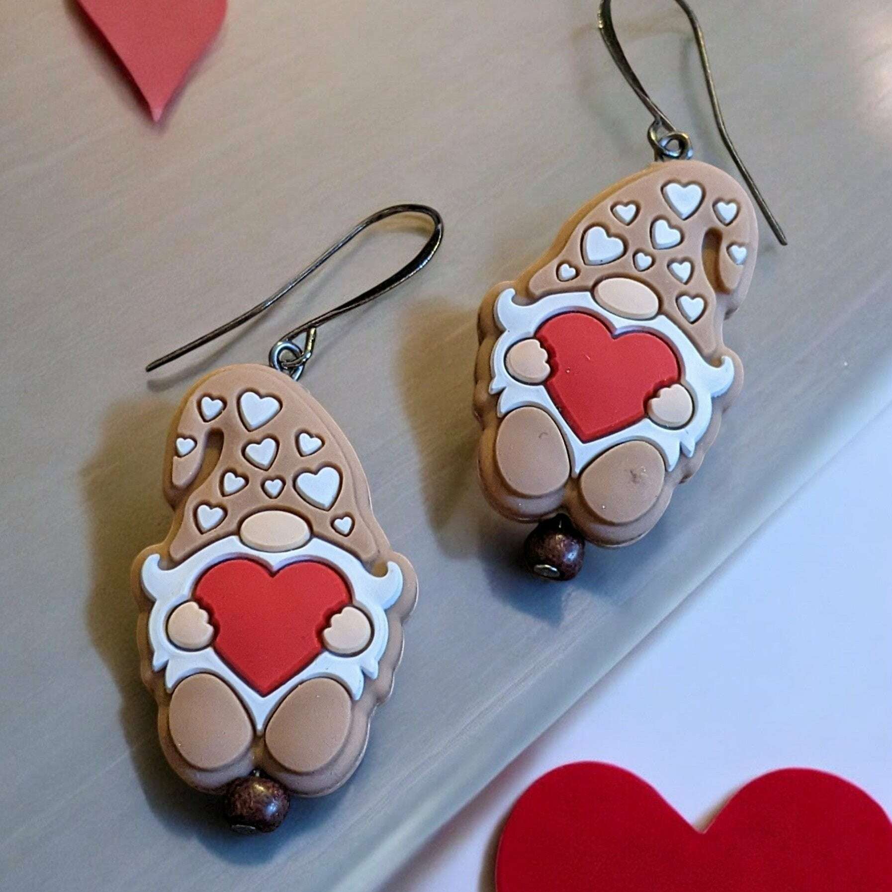 Gnome Valentine's Day Earrings – Ladybugfeet Jewelry Designs