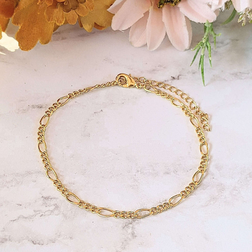 Gold Figaro Chain Anklet