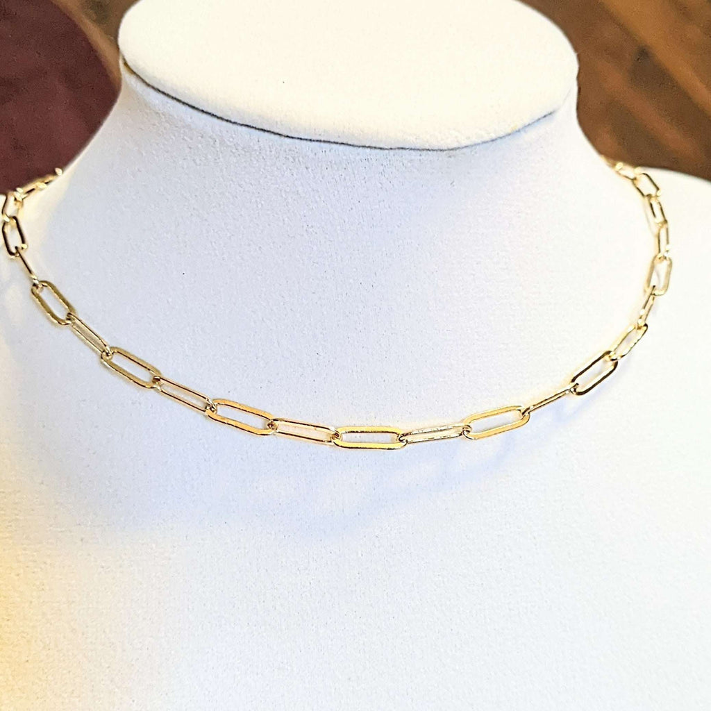 Gold Paperclip Chain necklace, 18- 24 inch