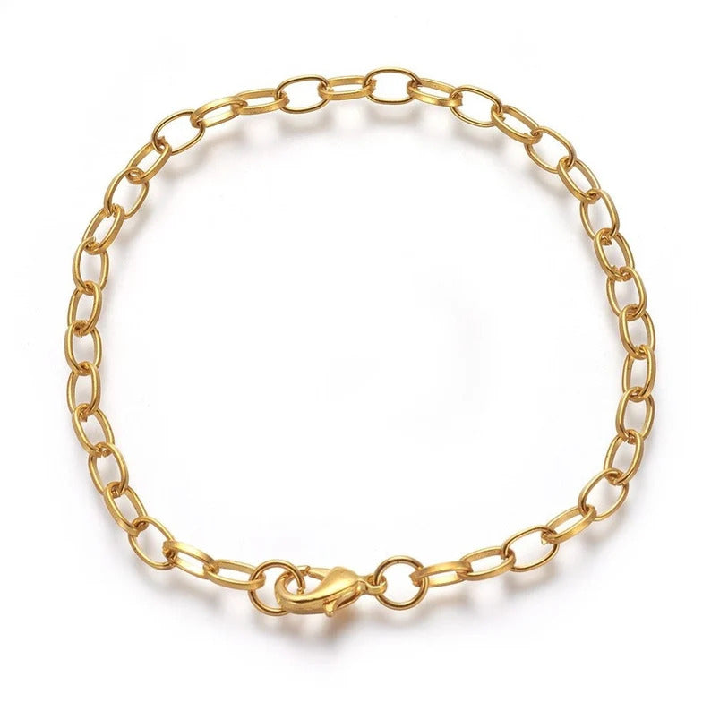 Shiny Gold-Tone Oval Link Charm Bracelet Base - D.I.Y. - BUILD YOUR CHARM BRACELET!