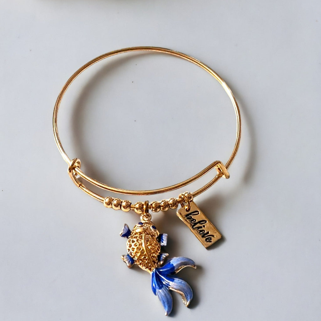 Gold Koi Believe Beaded Bangle bracelet