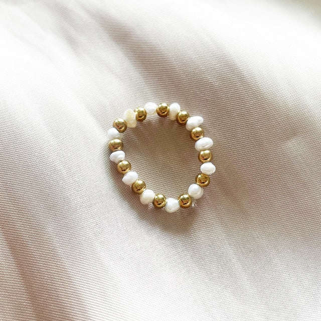 Round Pearl Beaded Stretch Ring