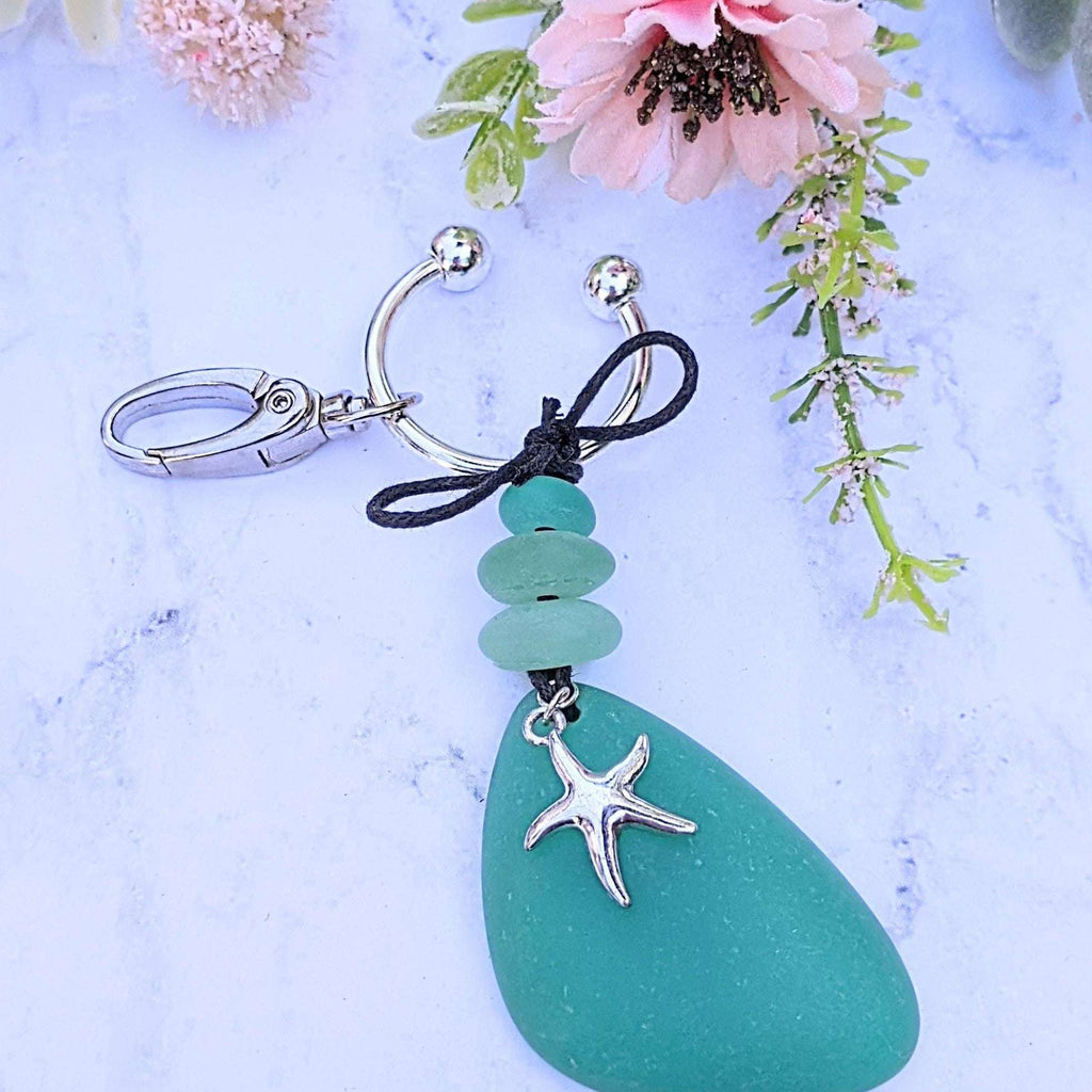 Sea Glass Starfish Keychain/Purse Clip