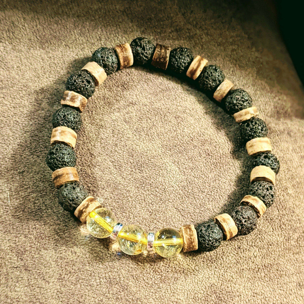 Citrine Gemstone Lava Bead Stretch bracelet-NOVEMBER Birthstone