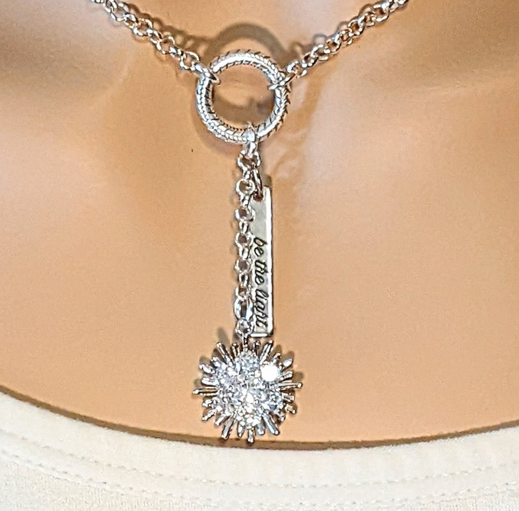 Be the Light CZ Starburst Charm Keeper Necklace - 18-24 inch