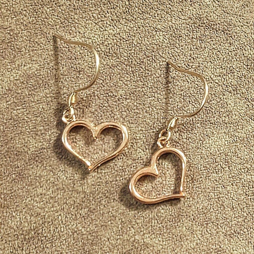 Open Heart Rose Gold necklace and earring set, 18 inch
