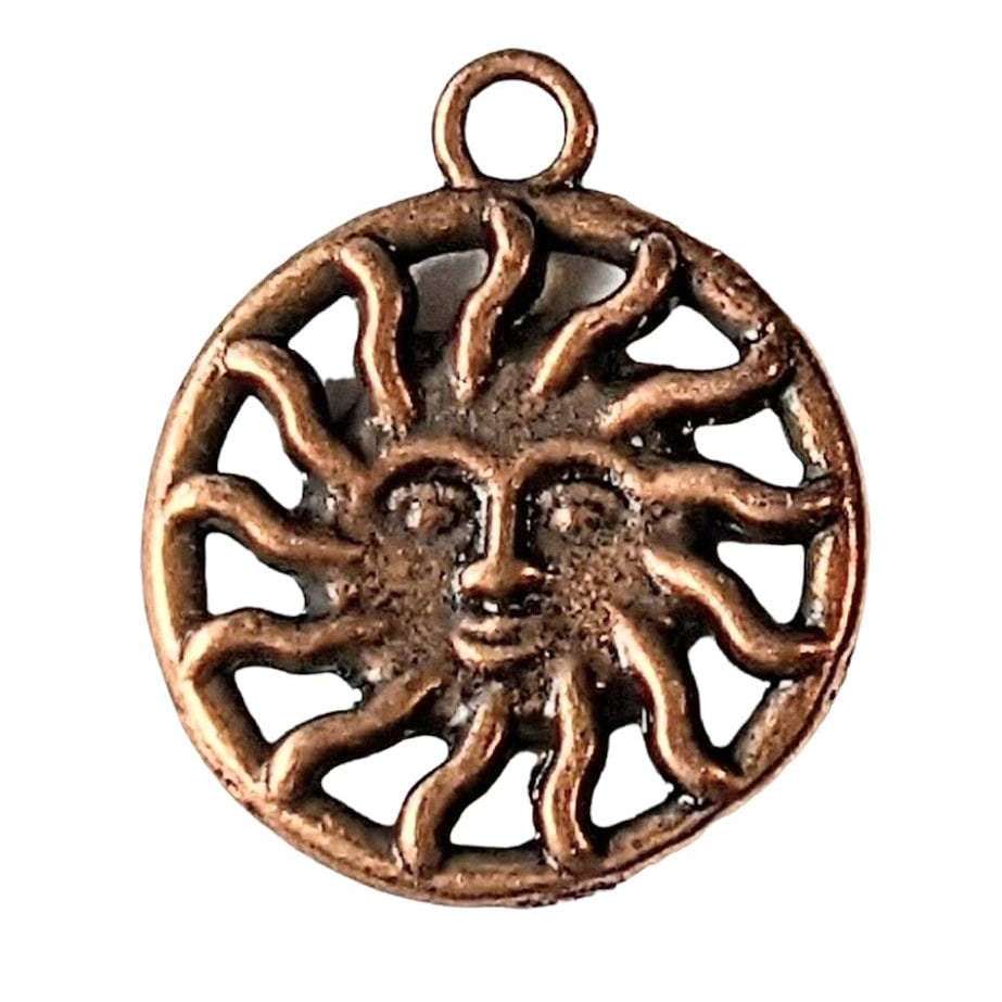 Antique Copper Celestial Sun Charm