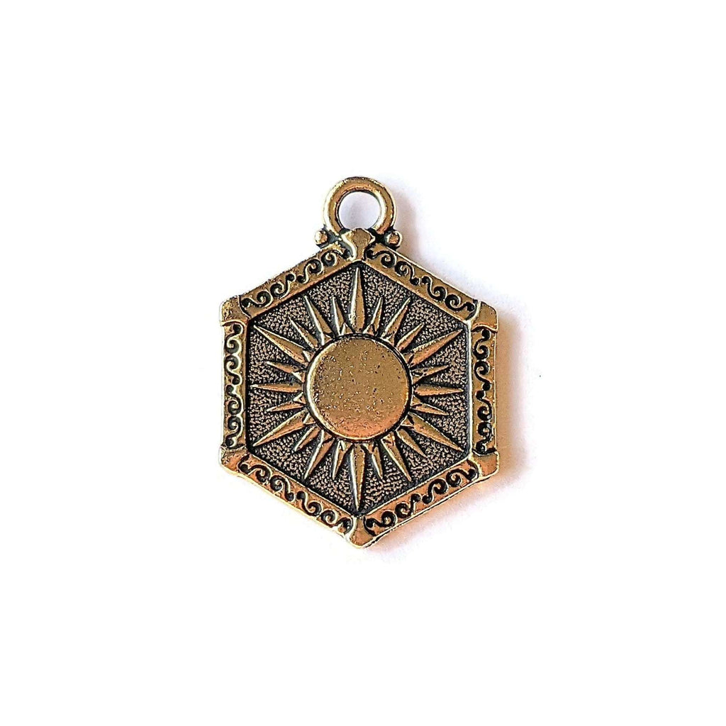 Antique Gold TierraCast® Sun & Moon Reversible Charm Pendant