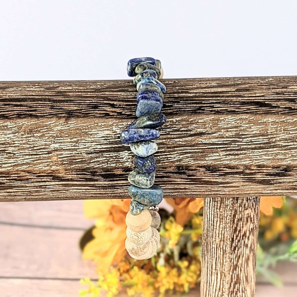 Natural Lapis Lazuli Gemstone Chip Diffuser Bracelet- Wisdom Bracelet