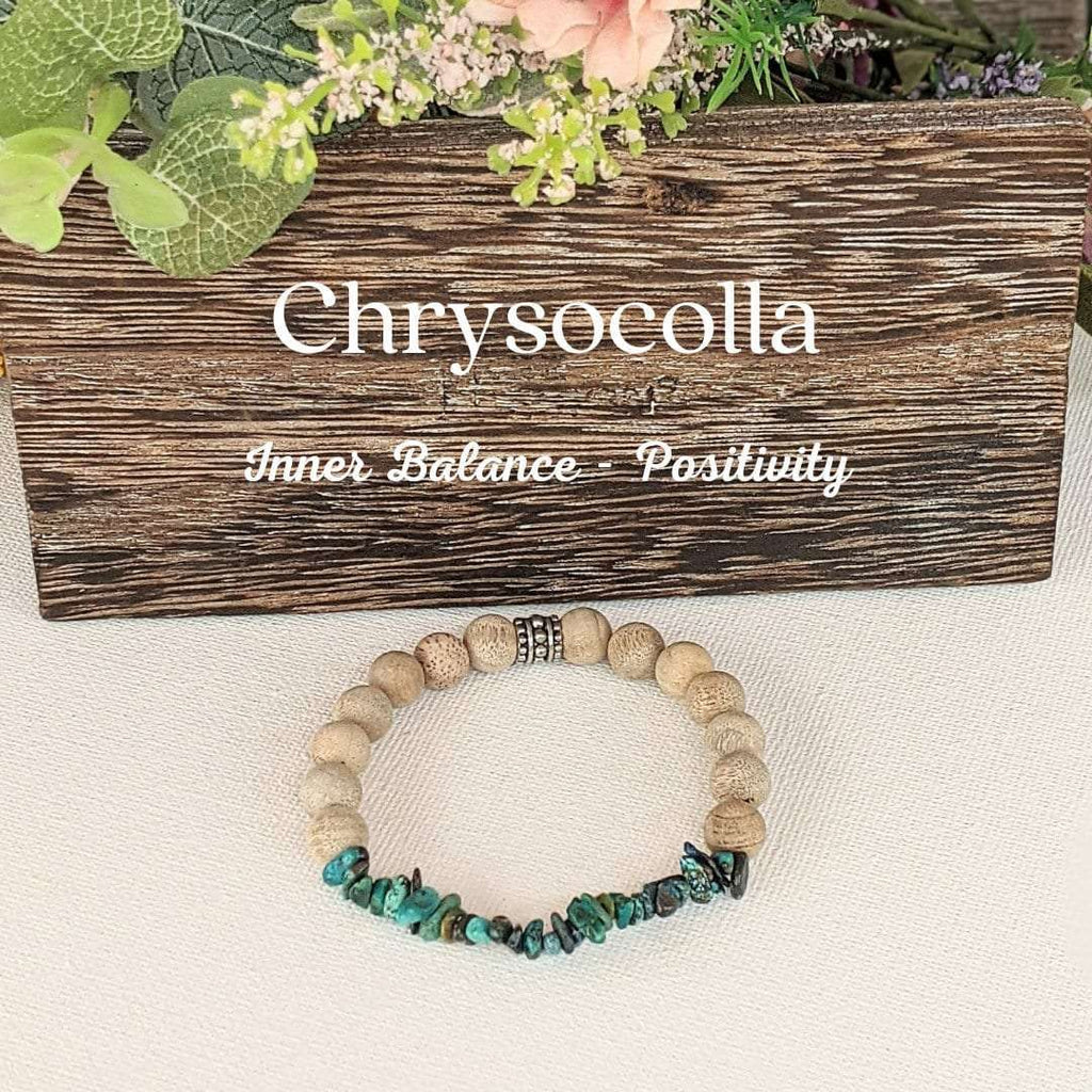 Natural Chrysocolla Gemstone Chip Diffuser Bracelet- Inner Balance Bracelet