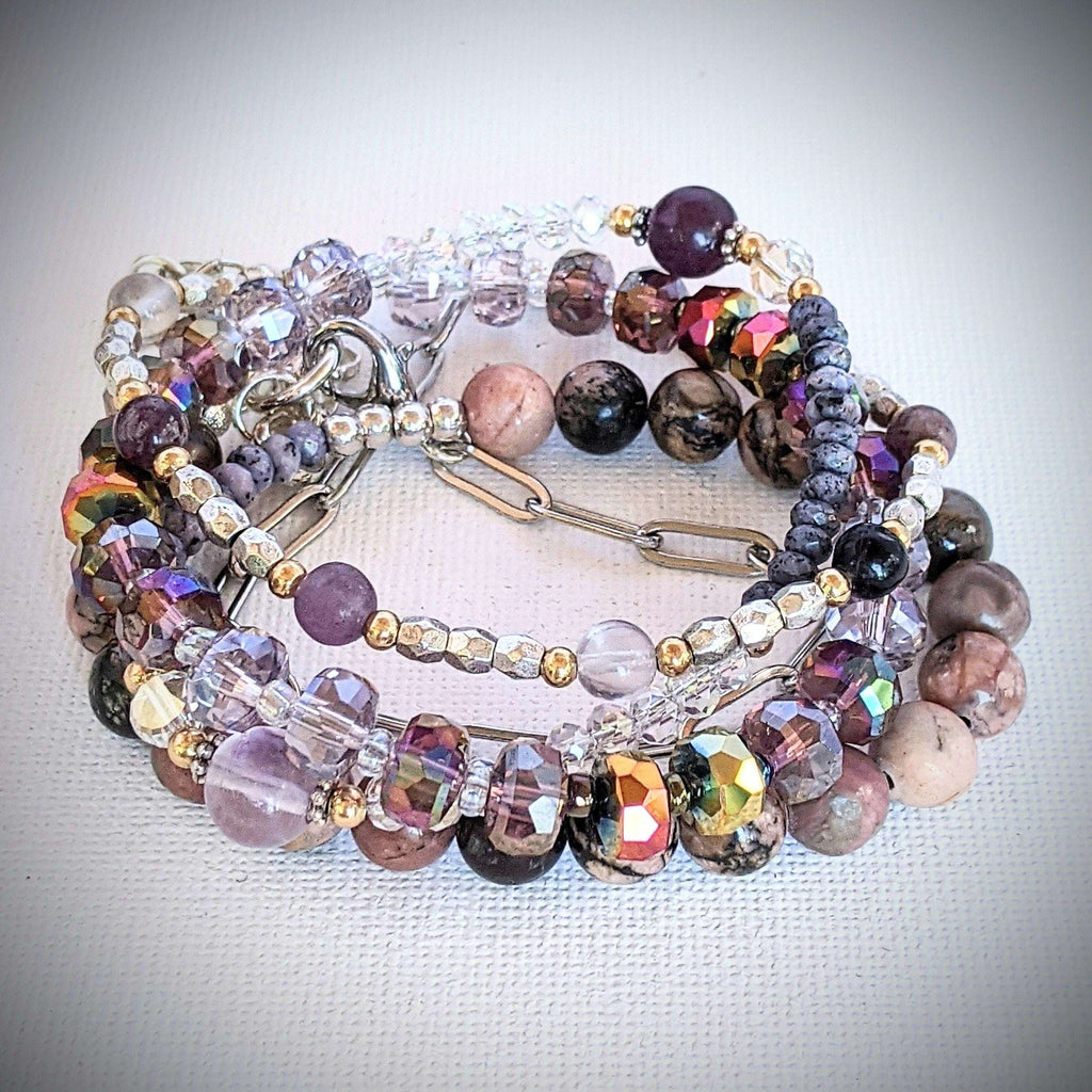 Lavender Breeze Crystal Beaded Endless wrap bracelet