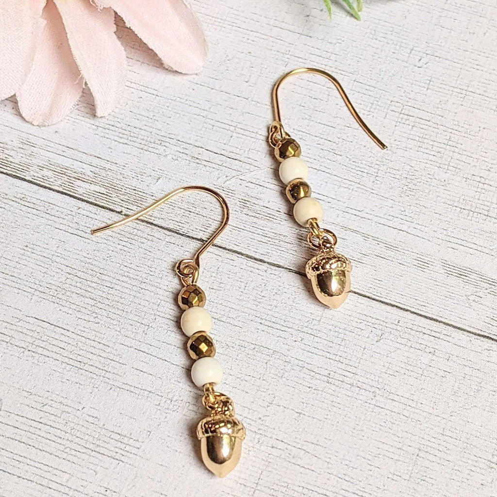 Gold Acorn Stainless Steel gold hook earrings