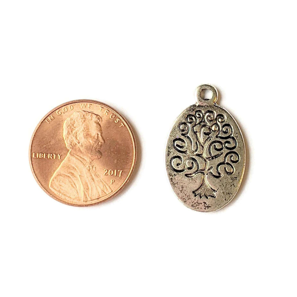 Antique Silver Tree of Life Disc Charm III