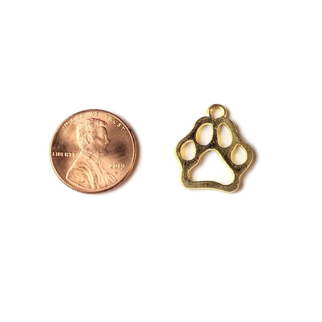 Large Gold Cat/Dog Paw Charm