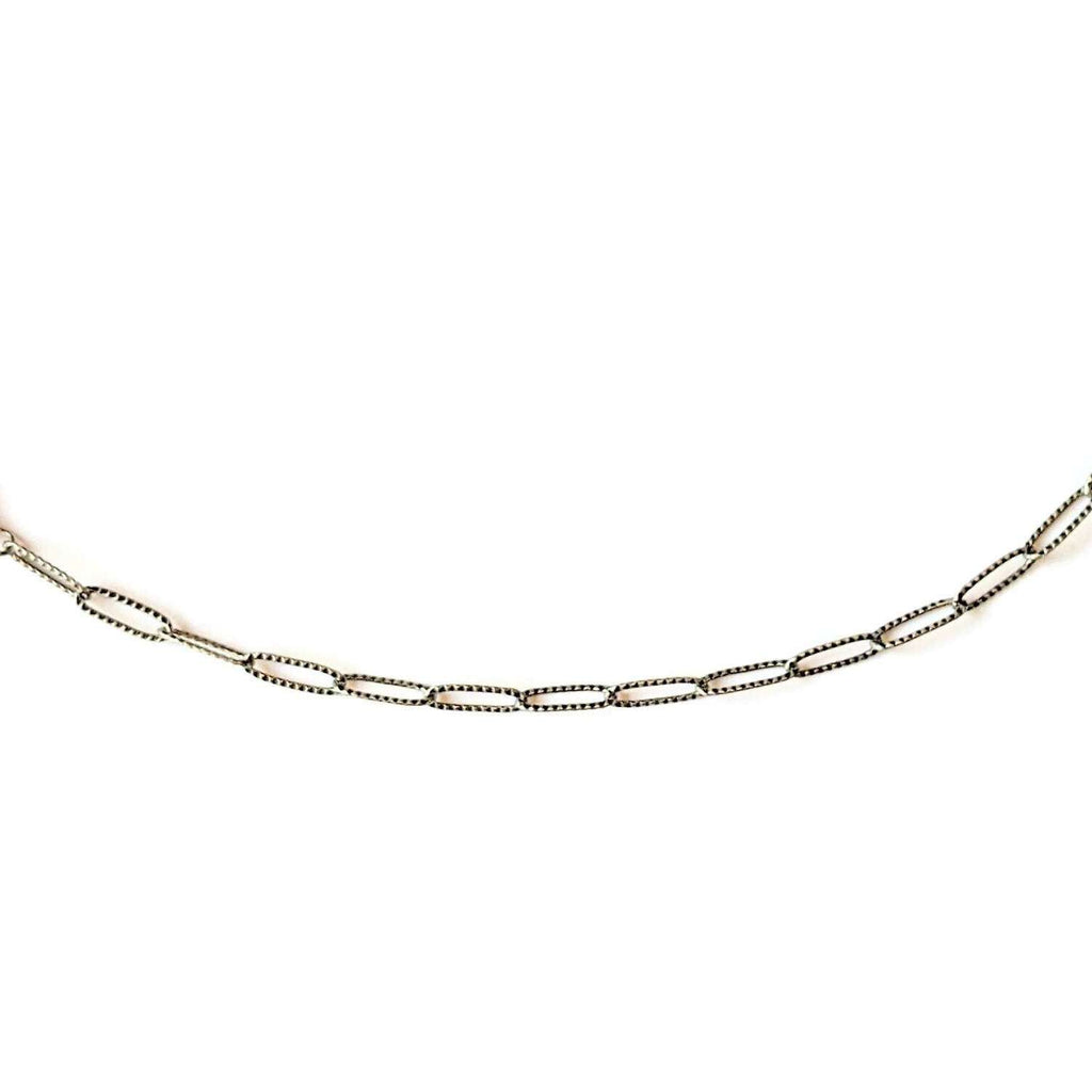 Antique Silver Textured Paperclip Link Charm Bracelet Base - D.I.Y. - BUILD YOUR CHARM BRACELET!