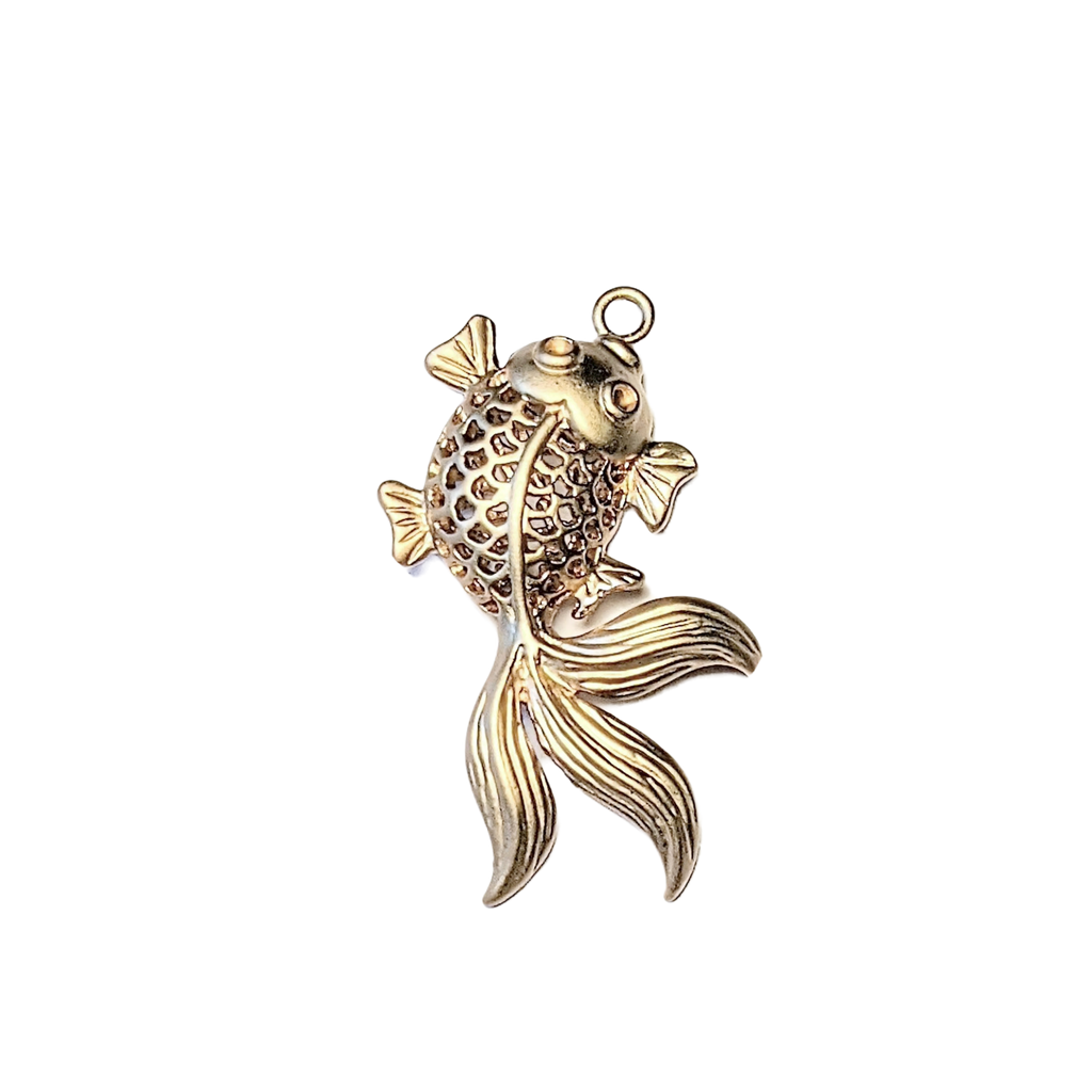 Gold 3D Koi Fish Charm Pendant