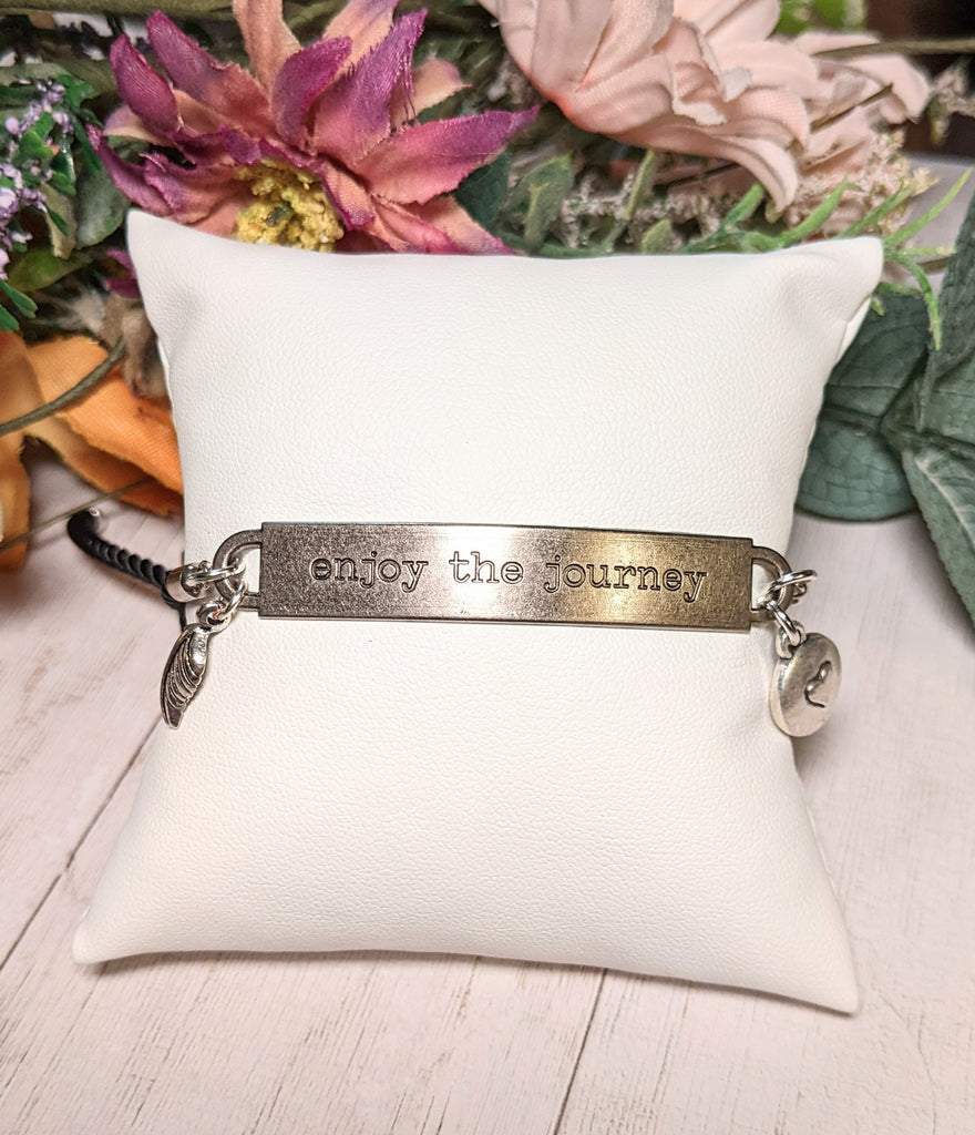 Enjoy the Journey, Inspirational Quote Twisted rope bolo Bracelet