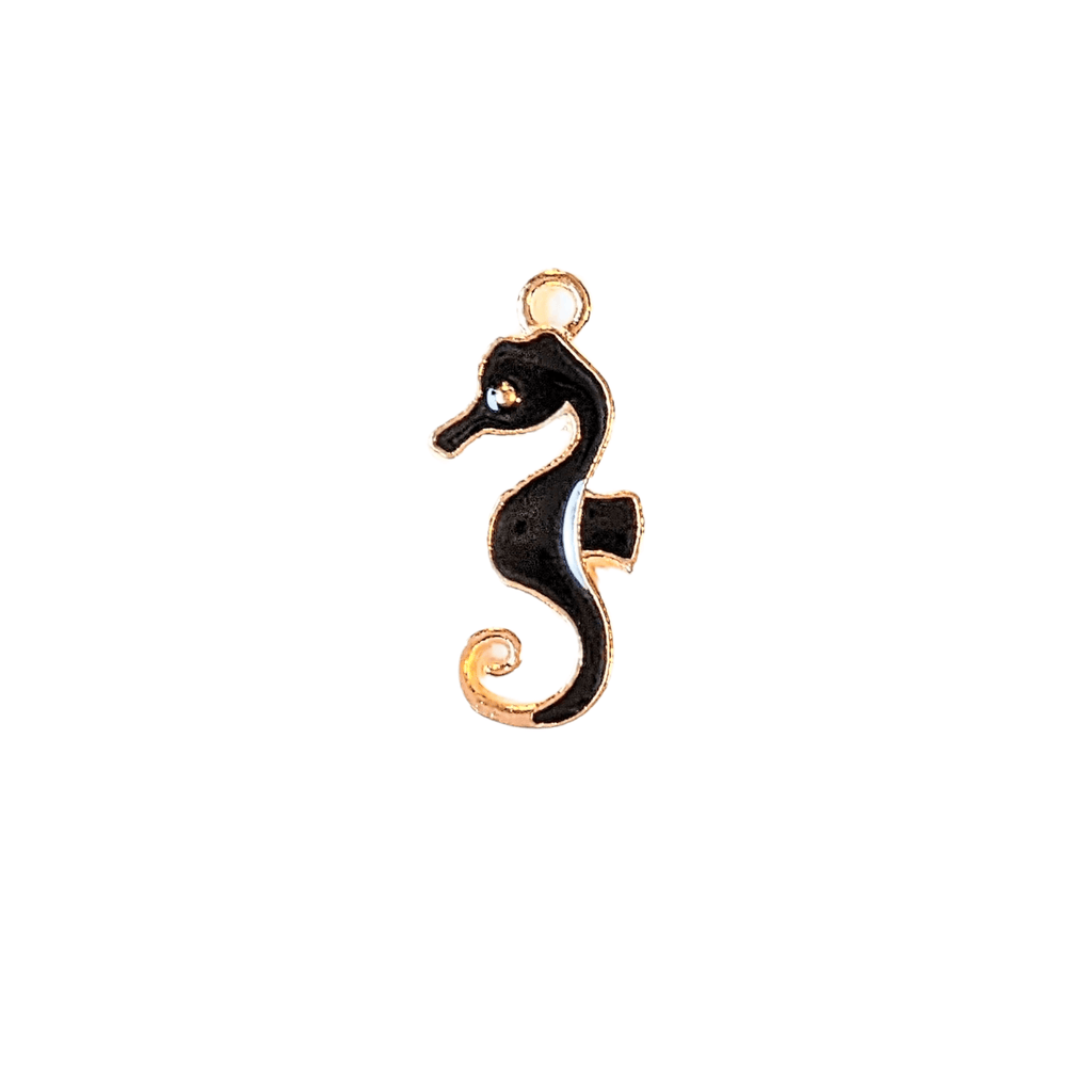 Black Seahorse Charm Pendant