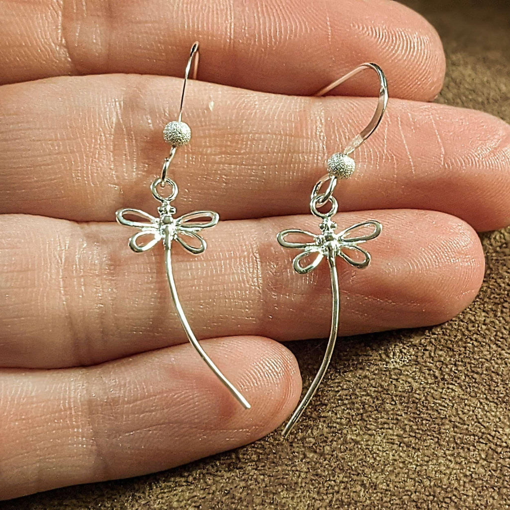 Flight of the Dragonfly dangle earrings - Gold / Sterling Silver