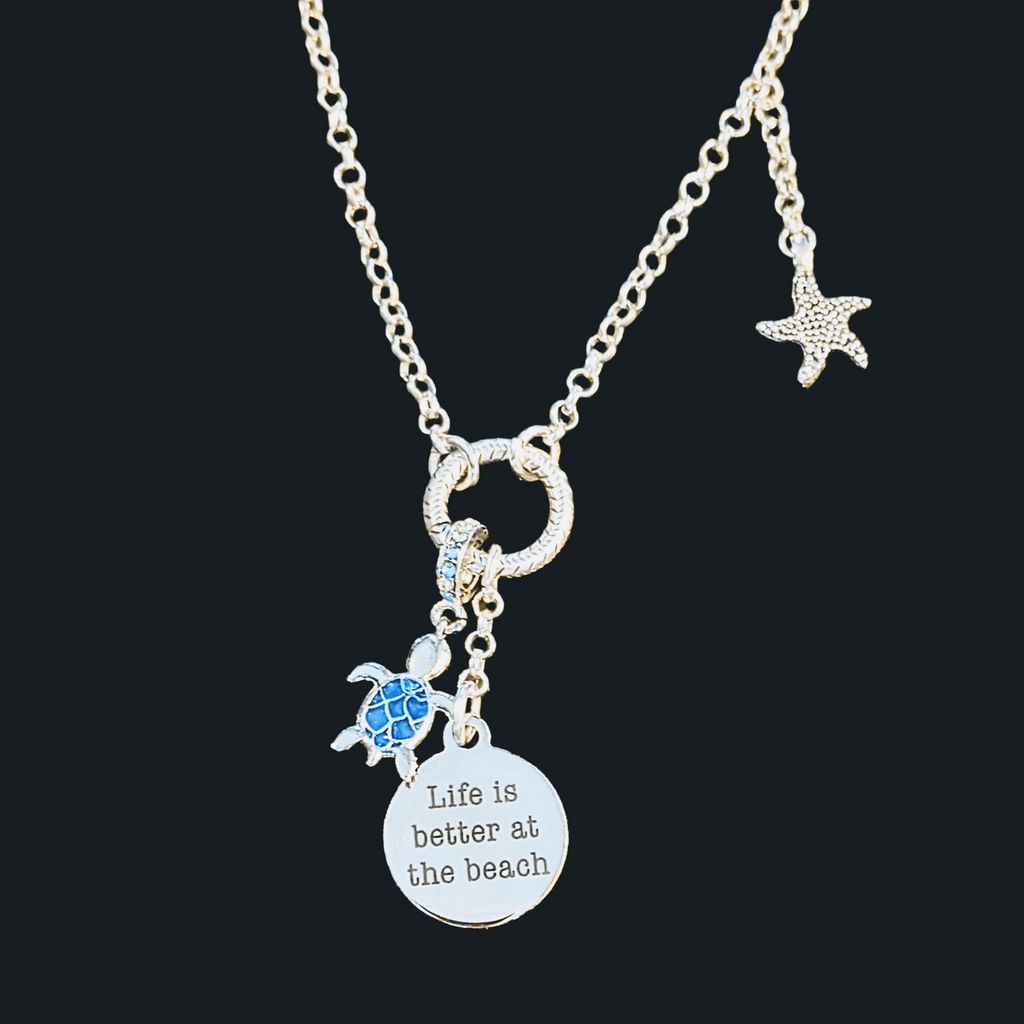 Life is Better On the Beach Charm Keeper Necklace - 18-24 inch