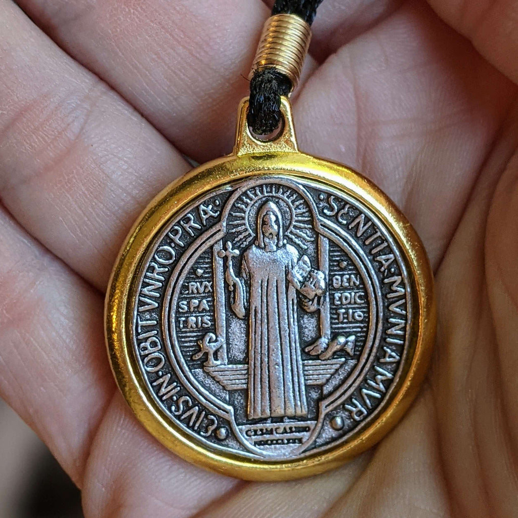 Two-Tone St. Benedict Medallion necklace, 20 inch