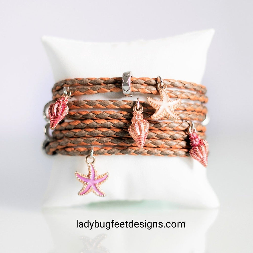 MULTI WRAP Bracelets- Leather - Ladybugfeet Jewelry Designs