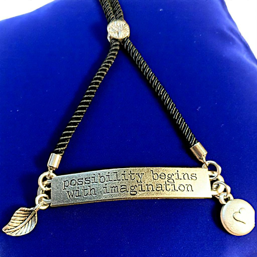 Possibility Begins with Imagination adjustable bolo bracelet