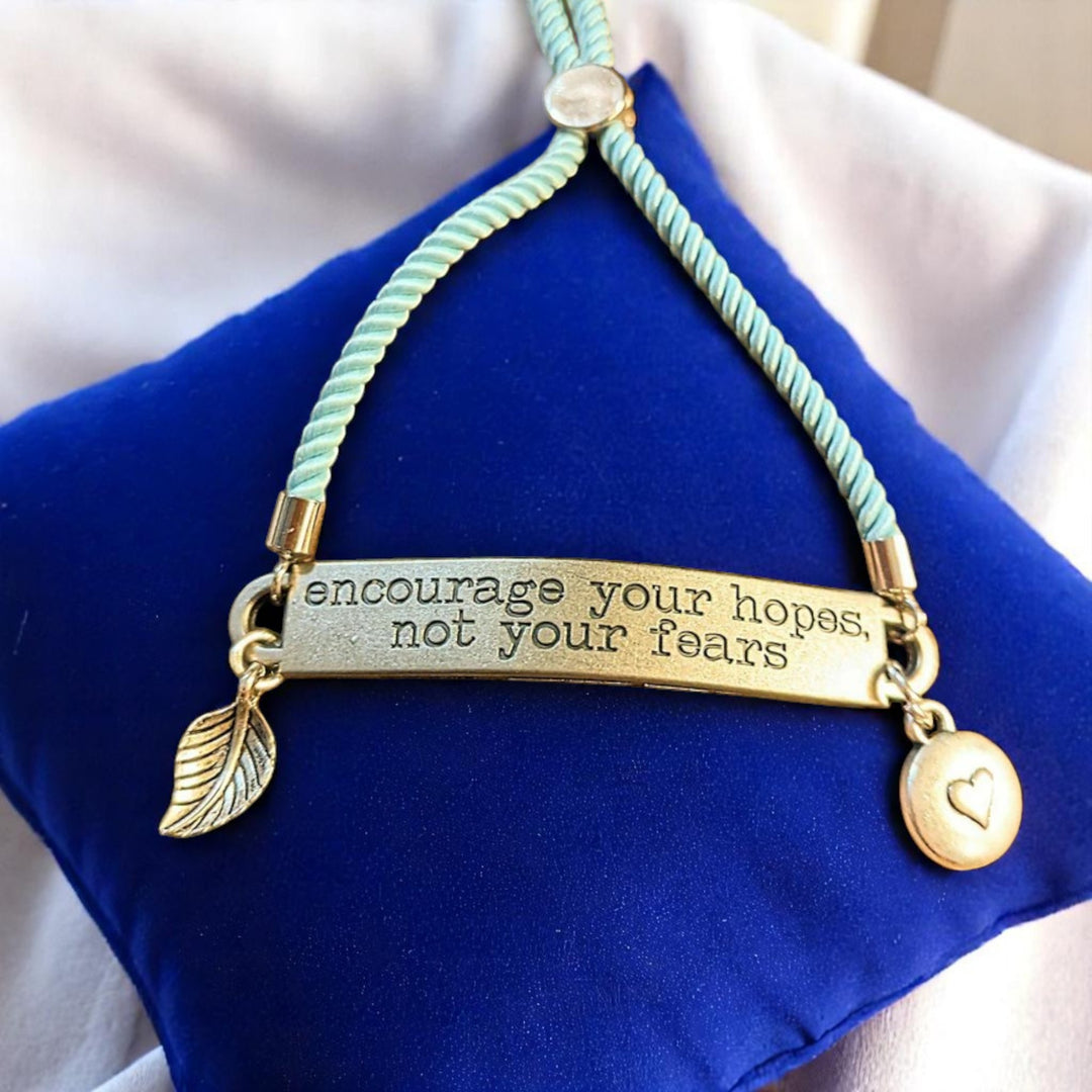 Encourage Your Hopes Not Your Fears Twisted Rope Bolo bracelet