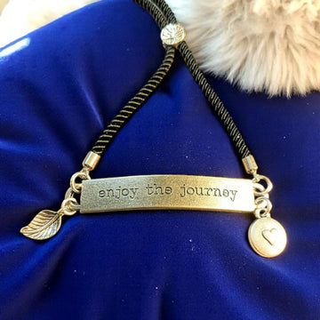 Enjoy the Journey, Inspirational Quote Twisted rope bolo Bracelet