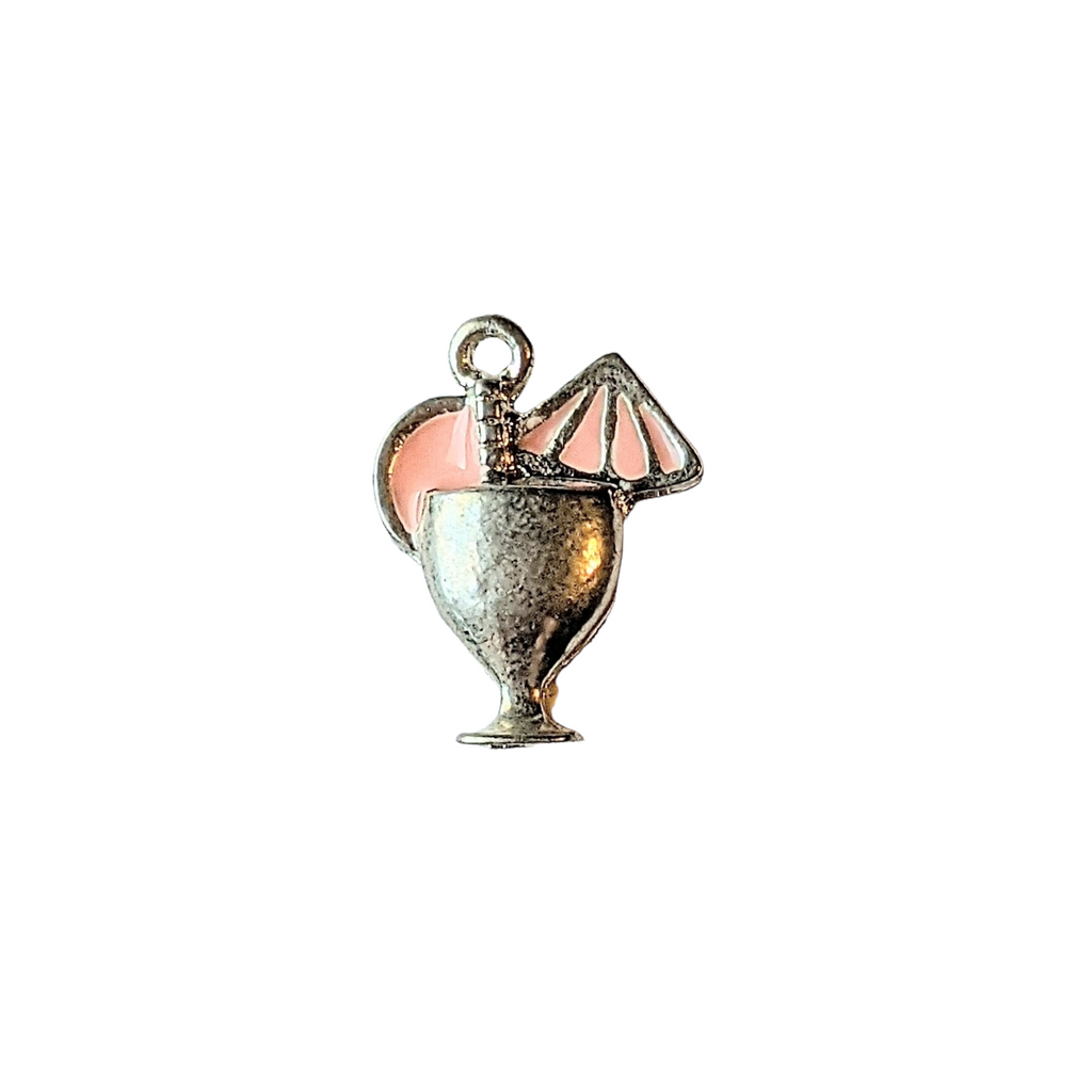 Silver Pink Tropical Drink Charm