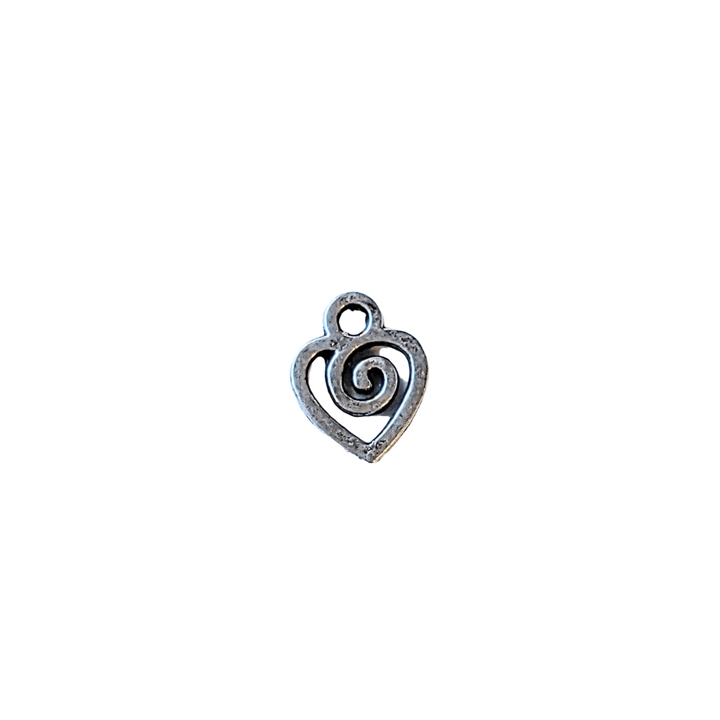 Silver Tiny Swirl Heart Charm